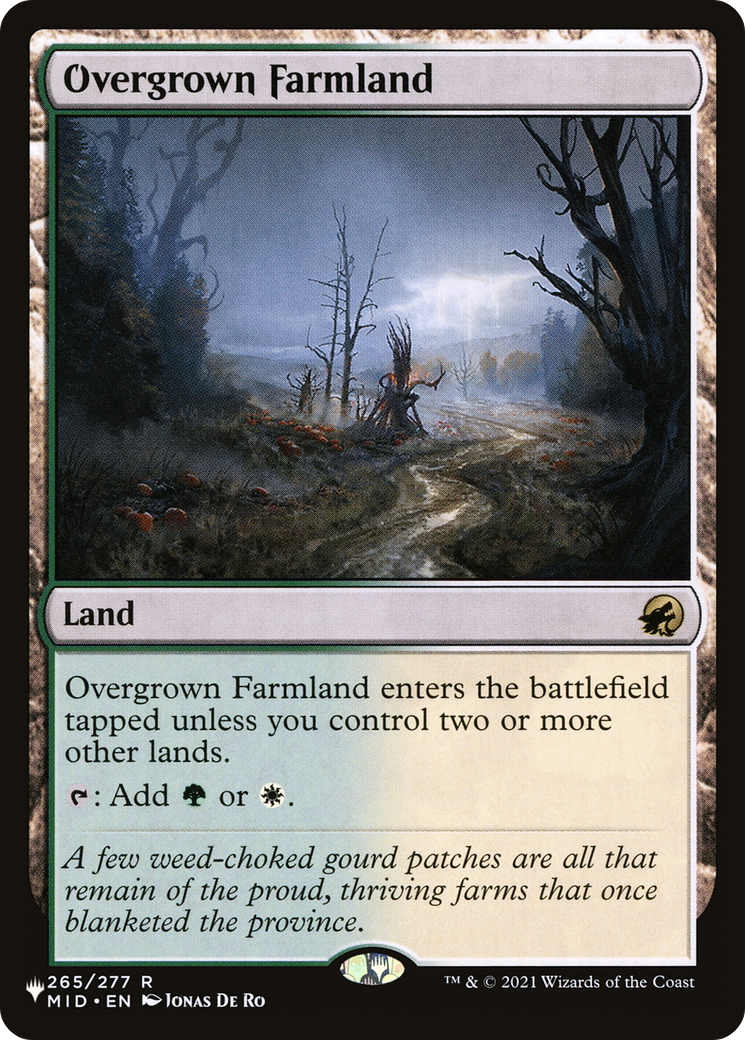 Overgrown Farmland (LIST-MID-265) - The List - Magic The Gathering