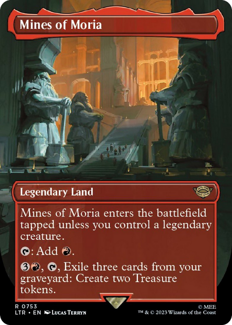 FOIL Mines of Moria (Borderless) (Surge Foil) (LTR-753) - The Lord of the Rings: Tales of Middle-earth - Magic The Gathering