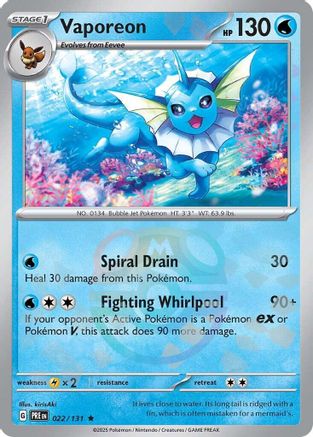 Vaporeon (Master Ball Pattern) 22 - SV Prismatic Evolutions Pokemon