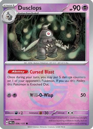 Dusclops (Master Ball Pattern) 36 - SV Prismatic Evolutions Pokemon