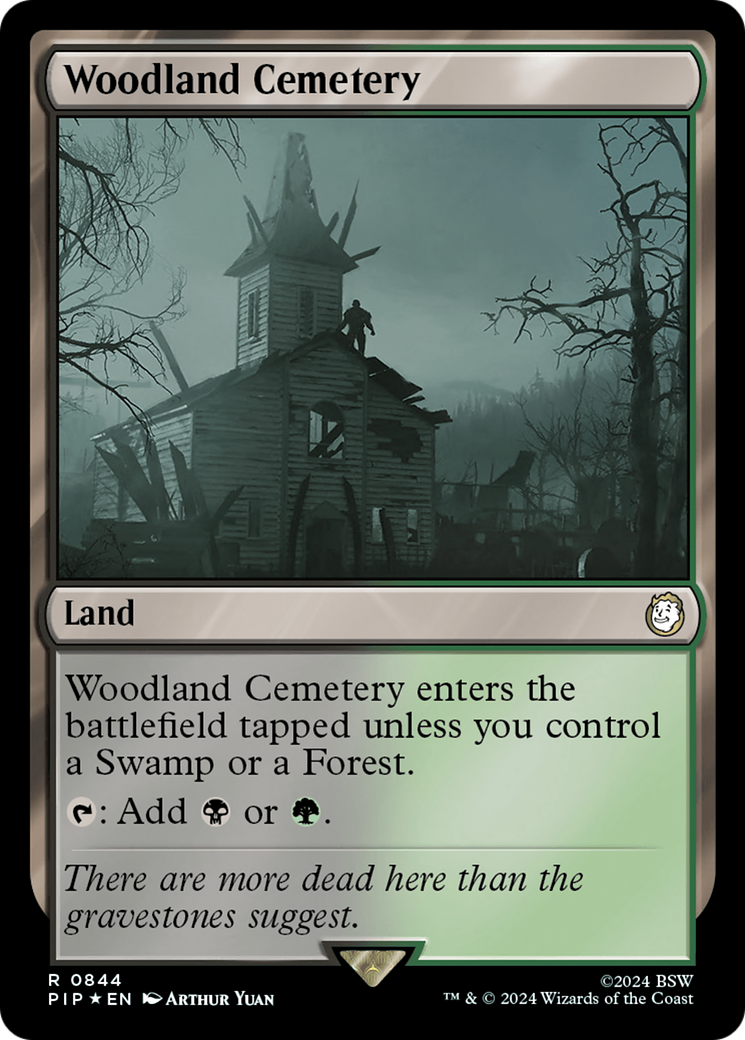 FOIL Woodland Cemetery (Surge Foil) (PIP-844) - Fallout - Magic The Gathering