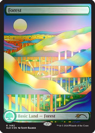 FOIL Forest (1482) (Rainbow Foil) (SLD-1482) - Secret Lair Drop Series - Magic The Gathering