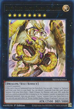 ULTRA RARE Divine Golden Shadow Dragon Dragluxion (MZTM-EN014) - Maze of the Master 1st Edition