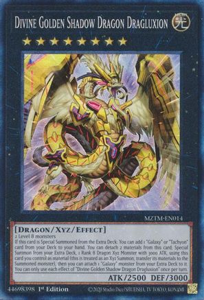 COLLECTOR'S RARE Divine Golden Shadow Dragon Dragluxion (CR) (MZTM-EN014) - Maze of the Master 1st Edition
