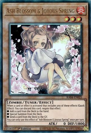 PRISMATIC ULTIMATE RARE Ash Blossom & Joyous Spring (Alternate Art) (PUR) (RA04-EN025) - Quarter Century Stampede 1st Edition
