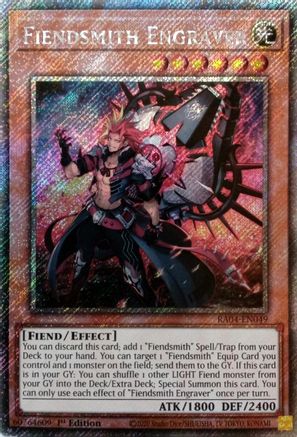 PLATINUM SECRET RARE Fiendsmith Engraver (Platinum Secret Rare) (RA04-EN049) - Quarter Century Stampede 1st Edition