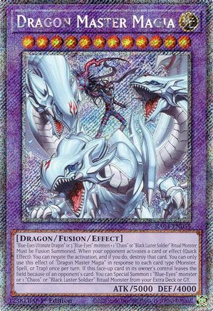 PLATINUM SECRET RARE Dragon Master Magia (Platinum Secret Rare) (RA04-EN055) - Quarter Century Stampede 1st Edition