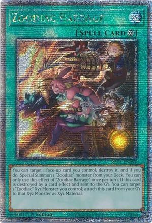 QUARTER CENTURY SECRET RARE Zoodiac Barrage (Quarter Century Secret Rare) (RA04-EN091) - Quarter Century Stampede 1st Edition