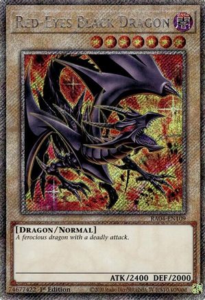 PLATINUM SECRET RARE Red-Eyes Black Dragon (8th Art) (Platinum Secret Rare) (RA04-EN109) - Quarter Century Stampede 1st Edition