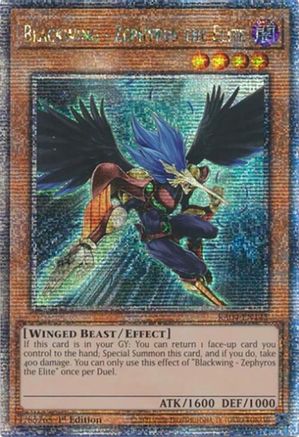 QUARTER CENTURY SECRET RARE Blackwing - Zephyros the Elite (Quarter Century Secret Rare) (RA04-EN145) - Quarter Century Stampede 1st Edition