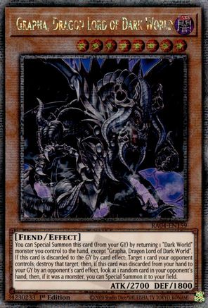 QUARTER CENTURY SECRET RARE Grapha, Dragon Lord of Dark World (Quarter Century Secret Rare) (RA04-EN159) - Quarter Century Stampede 1st Edition