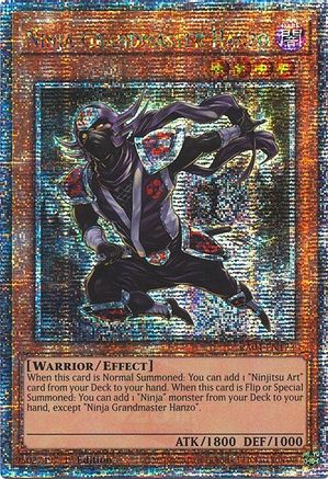 QUARTER CENTURY SECRET RARE Ninja Grandmaster Hanzo (Quarter Century Secret Rare) (RA04-EN173) - Quarter Century Stampede 1st Edition