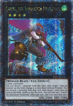 QUARTER CENTURY SECRET RARE Castel, the Skyblaster Musketeer (Quarter Century Secret Rare) (RA04-EN230) - Quarter Century Stampede 1st Edition