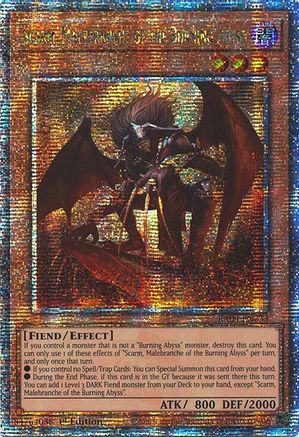 QUARTER CENTURY SECRET RARE Scarm, Malebranche of the Burning Abyss (Quarter Century Secret Rare) (RA04-EN233) - Quarter Century Stampede 1st Edition