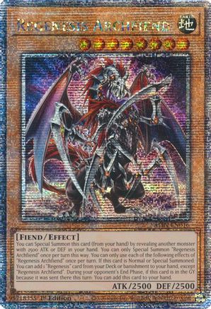 QUARTER CENTURY SECRET RARE Regenesis Archfiend (Quarter Century Secret Rare) (ALIN-EN016) - Alliance Insight 1st Edition
