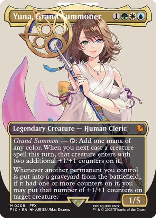 FOIL Yuna, Grand Summoner (Borderless) (FIC-208) - Commander: FINAL FANTASY - Magic The Gathering