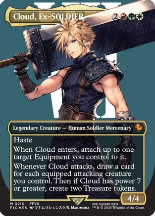 FOIL Cloud, Ex-SOLDIER (Borderless) (Surge Foil) (FIC-210) - Commander: FINAL FANTASY - Magic The Gathering