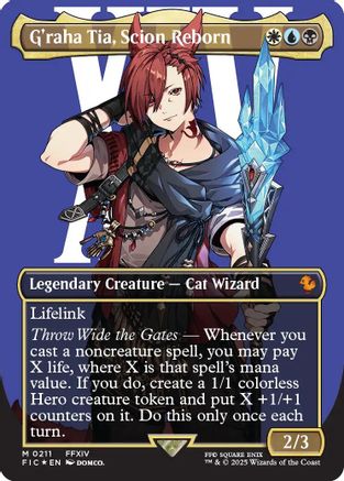FOIL G'raha Tia, Scion Reborn (Borderless) (Surge Foil) (FIC-211) - Commander: FINAL FANTASY - Magic The Gathering