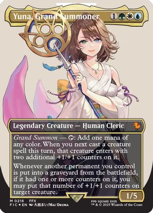 FOIL Yuna, Grand Summoner (Borderless) (Surge Foil) (FIC-216) - Commander: FINAL FANTASY - Magic The Gathering