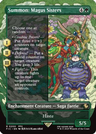 FOIL Summon: Magus Sisters (Borderless) (FIC-200) - Commander: FINAL FANTASY - Magic The Gathering