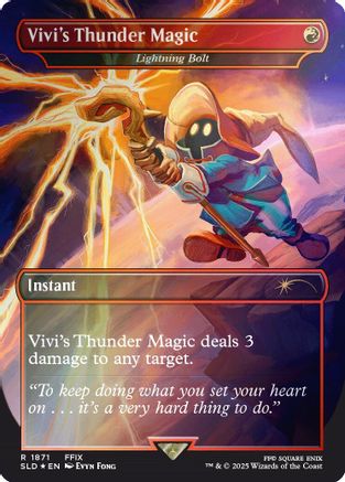 FOIL Vivi's Thunder Magic - Lightning Bolt (Rainbow Foil) (SLD-1871) - Secret Lair Drop Series - Magic The Gathering