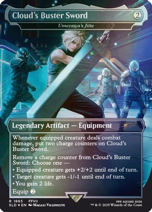 FOIL Cloud's Buster Sword - Umezawa's Jitte (Rainbow Foil) (SLD-1865) - Secret Lair Drop Series - Magic The Gathering