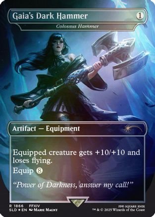 FOIL Gaia's Dark Hammer - Colossus Hammer (Rainbow Foil) (SLD-1866) - Secret Lair Drop Series - Magic The Gathering