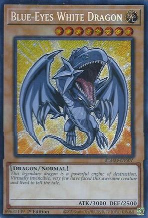 SECRET RARE Blue-Eyes White Dragon (BLMM-EN001) - Battles of Legend: Monster Mayhem 1st Edition