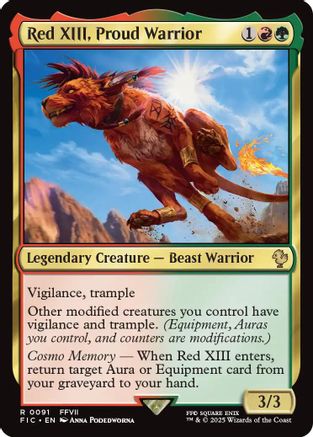 FOIL Red XIII, Proud Warrior (Surge Foil) (FIC-091) - Commander: FINAL FANTASY - Magic The Gathering