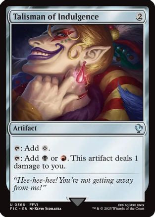 FOIL Talisman of Indulgence (Surge Foil) (FIC-366) - Commander: FINAL FANTASY - Magic The Gathering