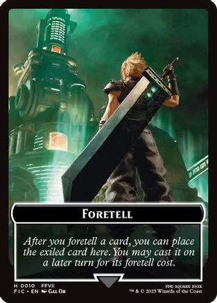 FOIL Foretell // Treasure Double-Sided Token (Surge Foil) (FIC-10 // 36) - Commander: FINAL FANTASY - Magic The Gathering