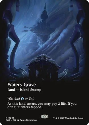 FOIL Watery Grave (Borderless) (EOE-286) - Edge of Eternities - Magic The Gathering