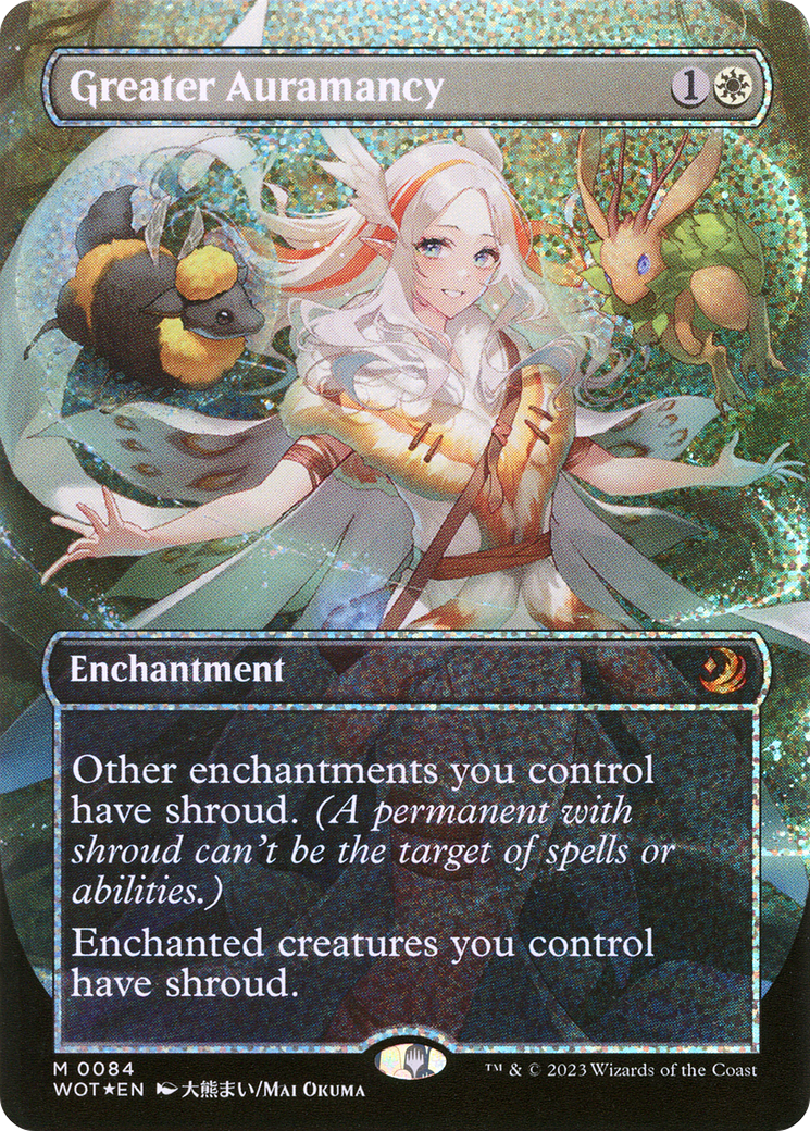 FOIL Greater Auramancy (Anime Borderless) (Confetti Foil) (WOT-084) - Wilds of Eldraine: Enchanting Tales - Magic The Gathering