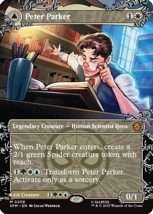 FOIL Peter Parker (0208) (Borderless) (SPM-208) - Marvel's Spider-Man - Magic The Gathering
