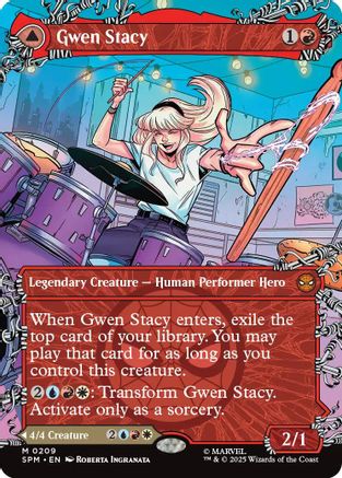 FOIL Gwen Stacy (0209) (Borderless) (SPM-209) - Marvel's Spider-Man - Magic The Gathering