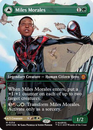 FOIL Miles Morales (0234) (Borderless) (SPM-234) - Marvel's Spider-Man - Magic The Gathering