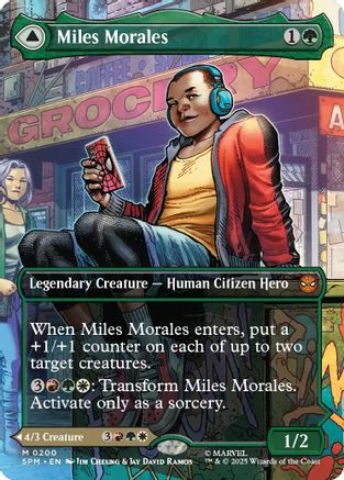 FOIL Miles Morales (0200) (Borderless) (SPM-200) - Marvel's Spider-Man - Magic The Gathering