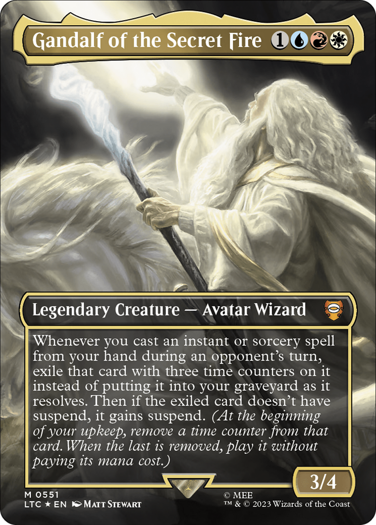 FOIL Gandalf of the Secret Fire (Borderless) (Surge Foil) (LTC-551) - Tales of Middle-earth Commander - Magic The Gathering