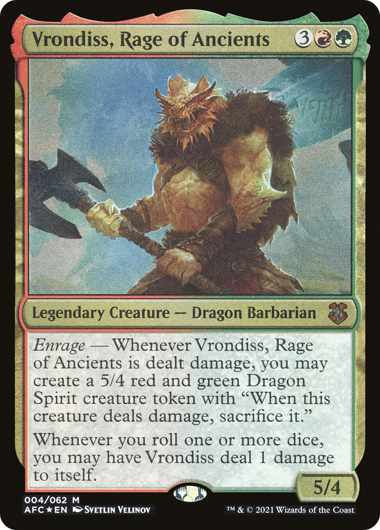 ETCHED FOIL Vrondiss, Rage of Ancients (Display Commander) - Thick Stock (AFC-004) - Forgotten Realms Commander Display Commanders - Magic The Gathering