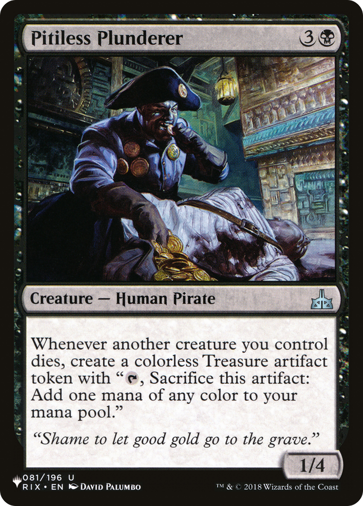 Pitiless Plunderer (LIST-RIX-81) - The List - Magic The Gathering