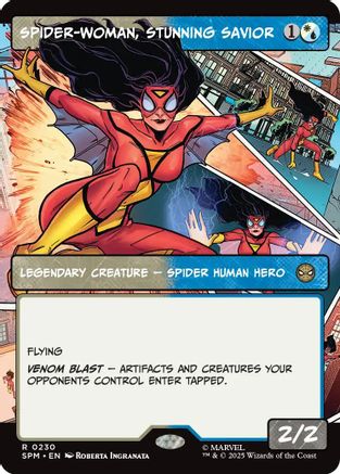 FOIL Spider-Woman, Stunning Savior (Borderless) (SPM-230) - Marvel's Spider-Man - Magic The Gathering