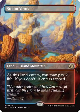 Steam Vents (Borderless) (ECL-348) - Lorwyn Eclipsed - Magic The Gathering