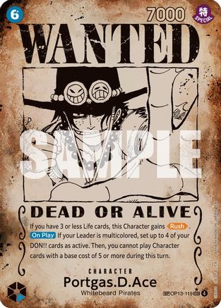 Portgas.D.Ace 119 Wanted Poster OP13-119 