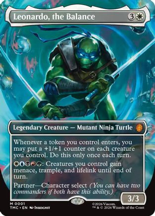 Leonardo, the Balance (0001) (Borderless) (TMC-001) - Commander: Teenage Mutant Ninja Turtles - Magic The Gathering