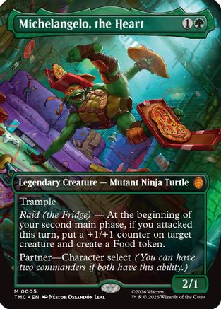 Michelangelo, the Heart (0005) (Borderless) (TMC-005) - Commander: Teenage Mutant Ninja Turtles - Magic The Gathering