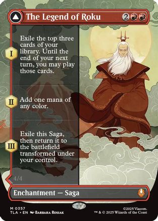FOIL The Legend of Roku (Borderless) (TLA-357) - Avatar: The Last Airbender - Magic The Gathering