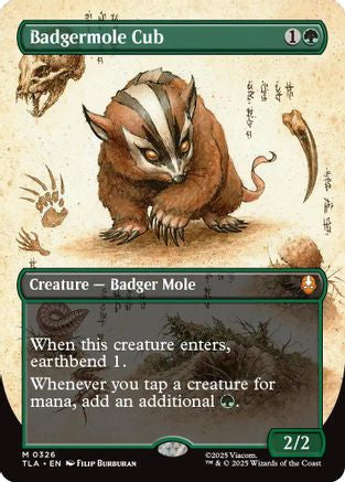 FOIL Badgermole Cub (Borderless) (TLA-326) - Avatar: The Last Airbender - Magic The Gathering