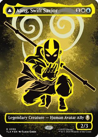 FOIL Aang, Swift Savior (Borderless) (Neon Ink Foil) (TLA-359) - Avatar: The Last Airbender - Magic The Gathering