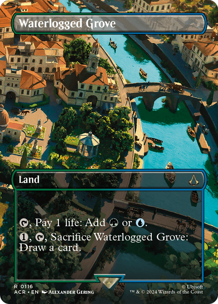 FOIL Waterlogged Grove (Borderless) (ACR-116) - Assassin's Creed - Magic The Gathering