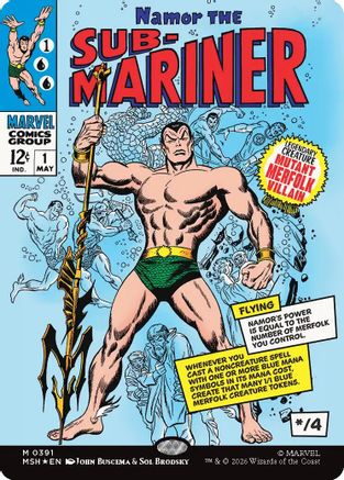 FOIL Namor the Sub-Mariner (Borderless) (0391) (MSH-391) - Marvel Super Heroes - Magic The Gathering